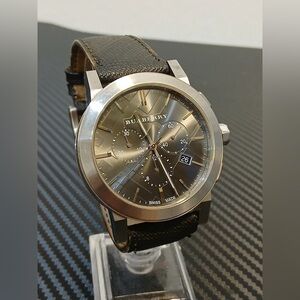 Burberry Men's Watch with Black Dial and Silver Accents